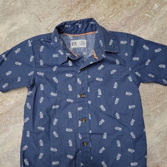 P.S. TODDLER YOUTH PINEAPPLE SKULLS SHORT SLEEVE BUTTONDOWN SHIRT SIZE 3T - Picture 2 of 6